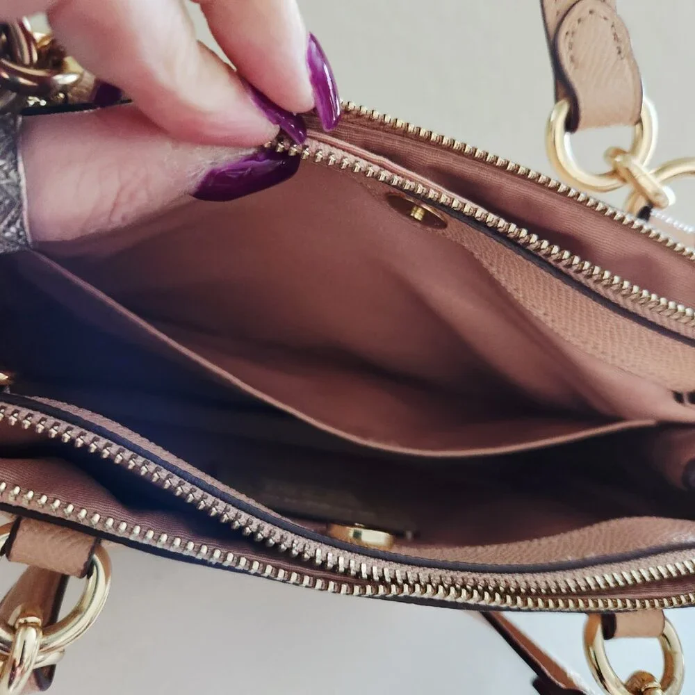 Like New Coach Mini Brooke Blush Leather Shoulder Bag Purse - Picture 16 of 17